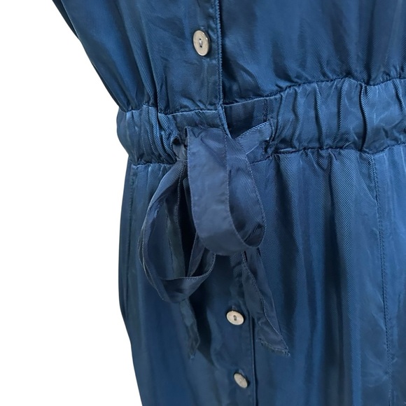 CINQ A SEPT  Womens Joyce Sleeveless Tie Waist Satin Midi Dress Sz 4 Button Up - Picture 7 of 16